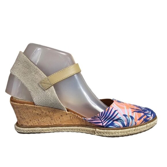 Baretraps Womens 9 Ocean Pink Tropical Cork Ankle Strap Espadrille Sandals - Picture 2 of 10